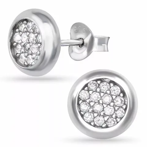 Rond zirkoon oorsteker in zilver