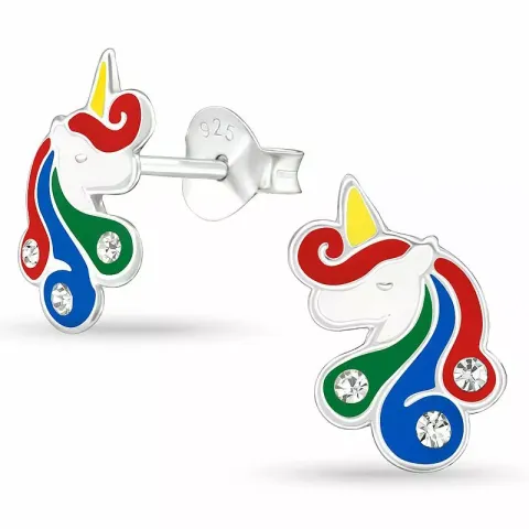 Eenhoorn oorbellen voor kinderen in zilver