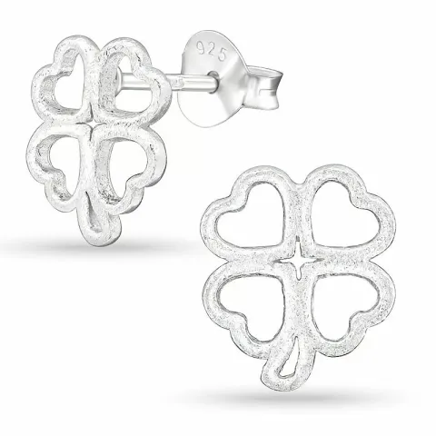 Klavertje vier oorsteker in zilver