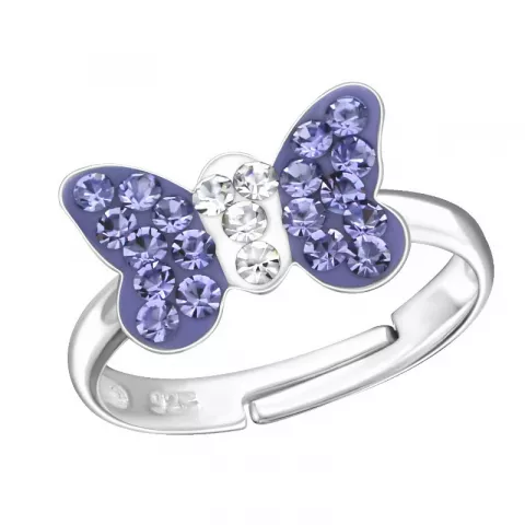 vlinder kristal kinder ring in zilver