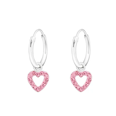 12 mm hart roze kristal creool in zilver