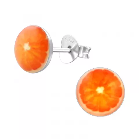Sinaasappel  oorbellen in zilver