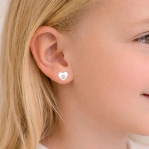 hart poot oorbellen in zilver - Little Ones