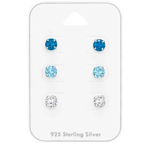 5 mm blauwe zirkoon oorsteker in zilver - Little Ones