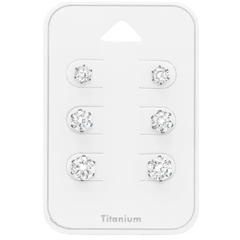 4 x 5 x 6 mm witte zirkoon oorsteker in titanium