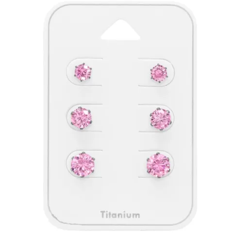 4 x 5 x 6 mm roze zirkoon oorsteker in titanium