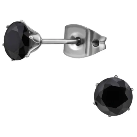 5 mm zwart zirkoon oorsteker in titanium