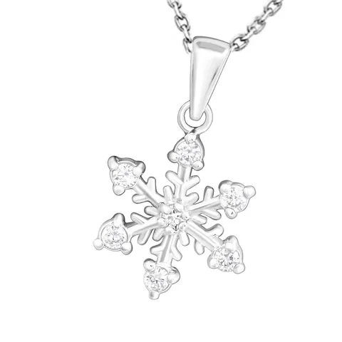 sneeuwvlokken zirkoon ketting in zilver met hanger in zilver