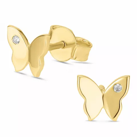 vlinder zirkoon oorsteker in 9 karaat goud met zirkoon