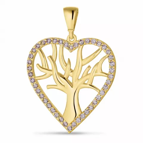 hart boom van het leven zirkoon hanger in 9 karaat goud