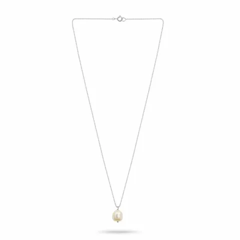 parel ketting in zilver met hanger in zilver