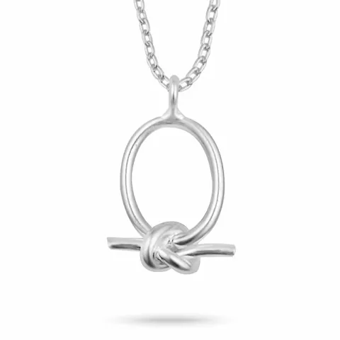 knoop ketting in zilver met hanger in zilver