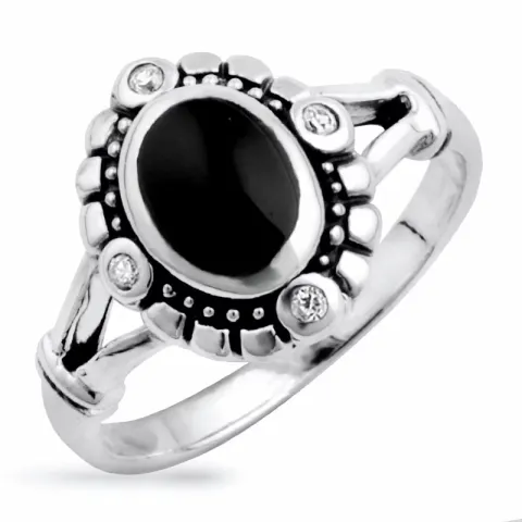 onyx ring in zilver