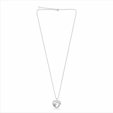 hart bloem ketting in zilver met hanger in zilver