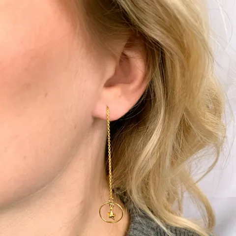 lange ster ketting oorbellen in verguld zilver