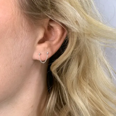 lange ketting oorbellen in zilver