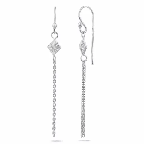 lange ketting oorbellen in zilver