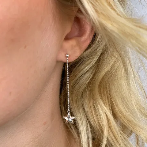 lange ster ketting oorbellen in zilver