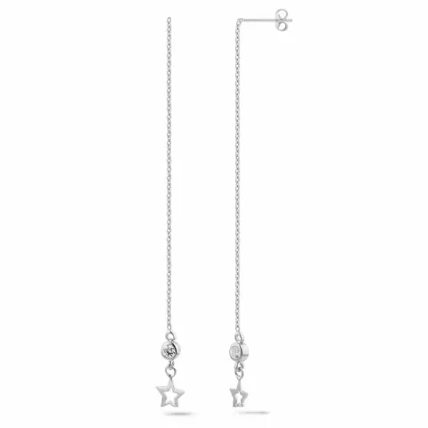 lange ster ketting oorbellen in zilver
