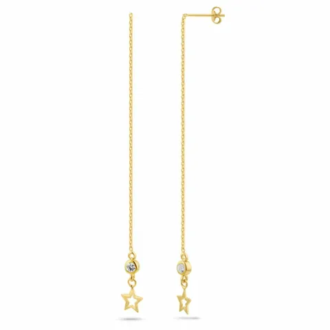 lange ster ketting oorbellen in verguld zilver
