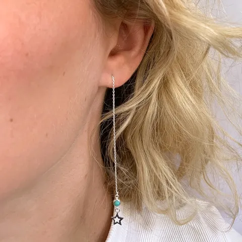 lange ster ketting oorbellen in zilver