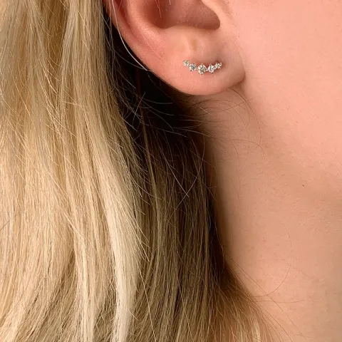 zirkoon oorsteker in zilver