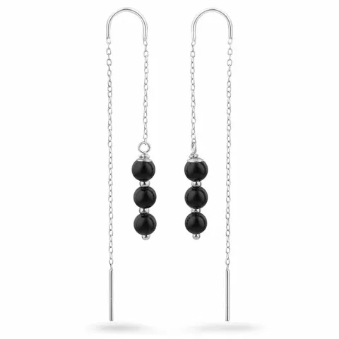 zwart onyx ketting oorbellen in zilver