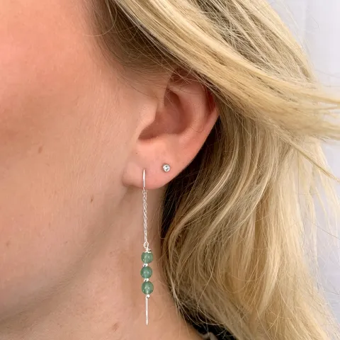 jadesteen ketting oorbellen in zilver - Loom Stones