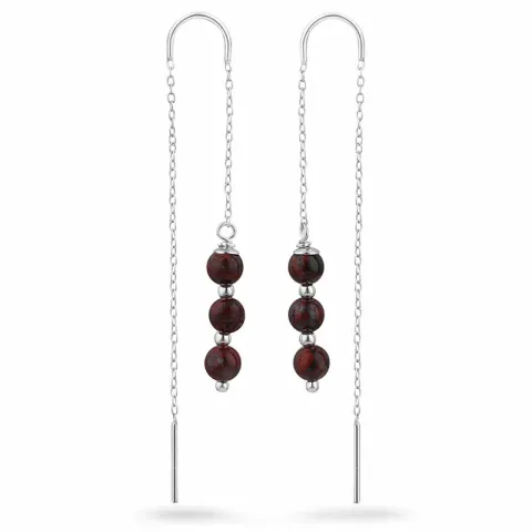 rode jasper ketting oorbellen in zilver - Loom Stones