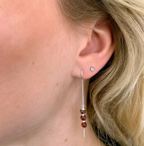 rode jasper ketting oorbellen in zilver - Loom Stones