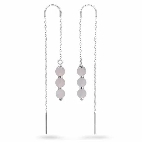 roze kwarts ketting oorbellen in zilver - Loom Stones