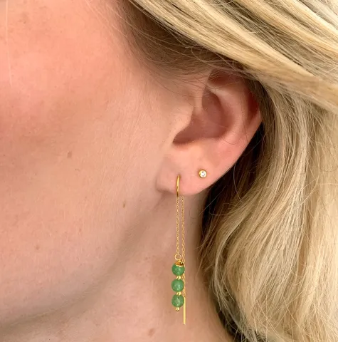 jadesteen ketting oorbellen in verguld zilver - Loom Stones