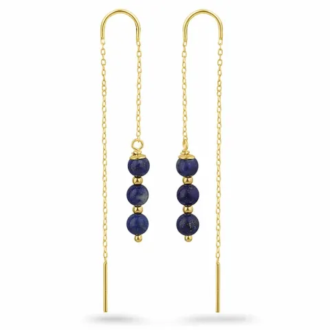 lazuursteen ketting oorbellen in verguld zilver - Loom Stones