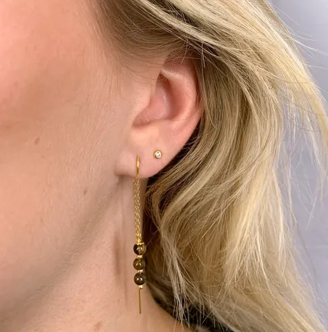tijgeroog ketting oorbellen in verguld zilver