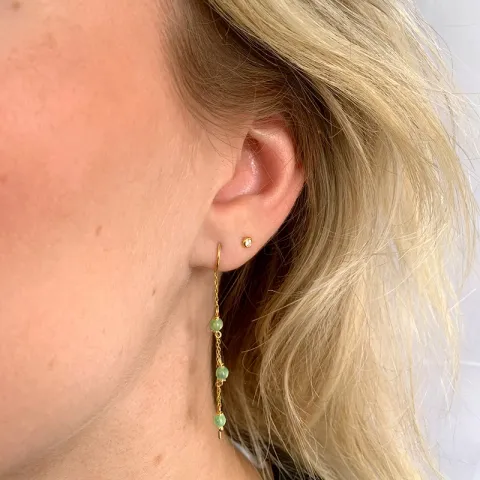 amazoniet ketting oorbellen in verguld zilver - Loom Stones