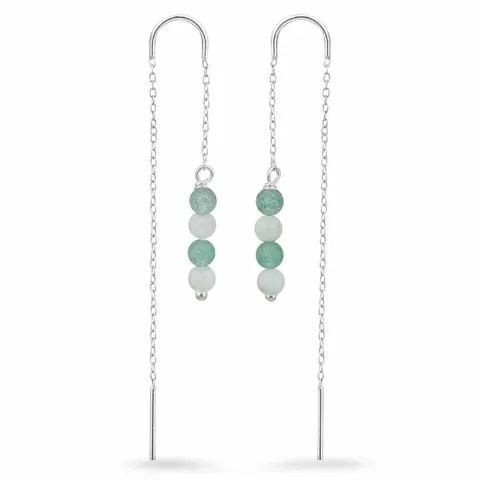 amazoniet ketting oorbellen in zilver - Loom Stones