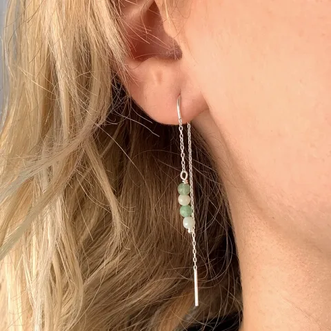amazoniet ketting oorbellen in zilver - Loom Stones
