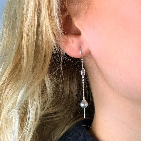witte zirkoon ketting oorbellen in zilver