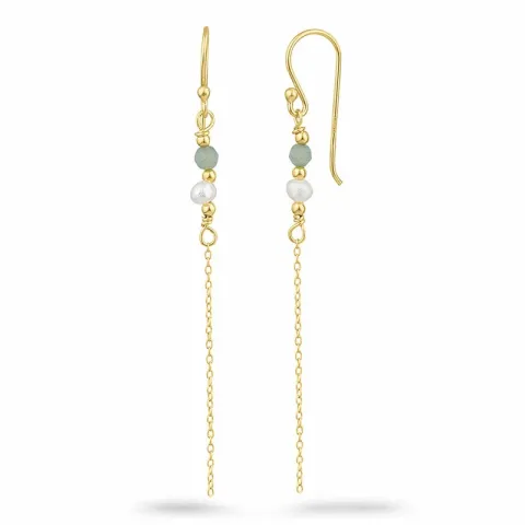 parel ketting oorbellen in verguld zilver - Loom Stones