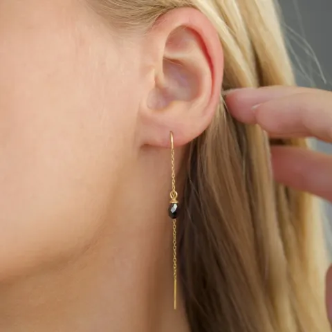 zwart zirkoon ketting oorbellen in verguld zilver - Loom Stones