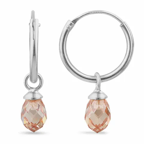 12 mm champagnekleurig zirkoon creool in zilver - Loom Stones