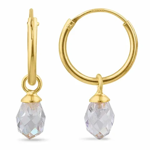 12 mm witte zirkoon creool in verguld zilver - Loom Stones