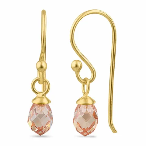 champagnekleurig zirkoon oorhanger in verguld sterlingzilver - Loom Stones
