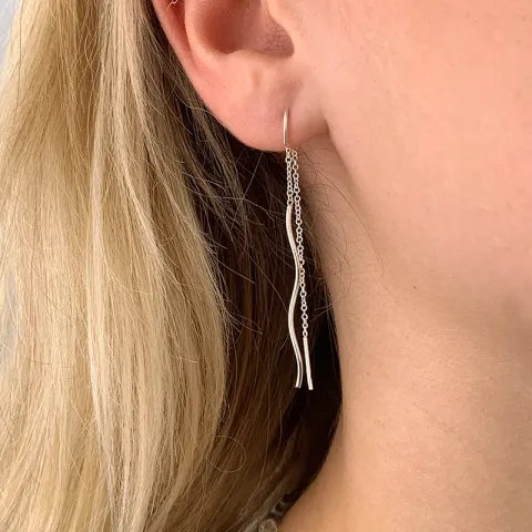 lange ketting oorbellen in zilver