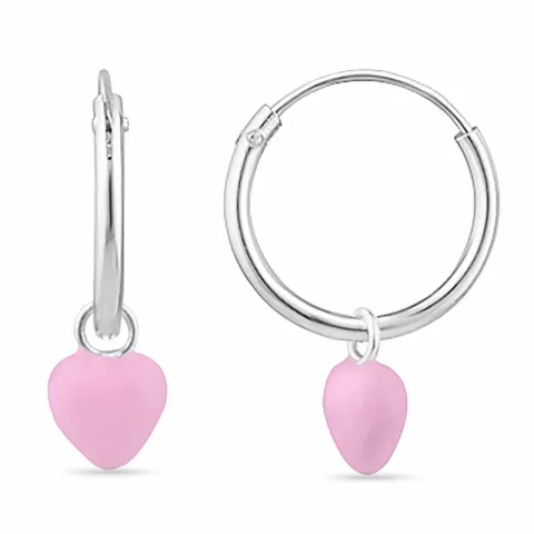 12 mm hart emaille creool in zilver