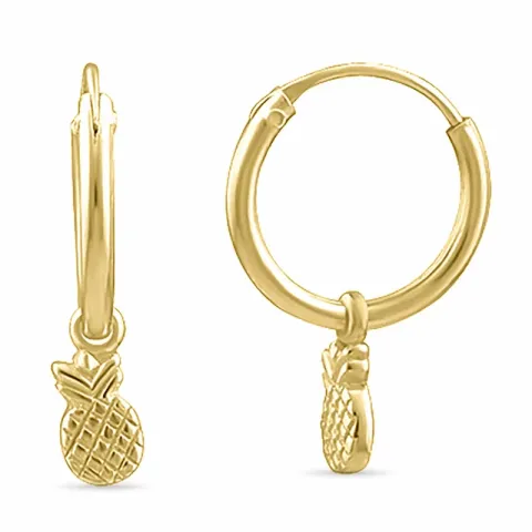 12 mm ananas creool in verguld zilver