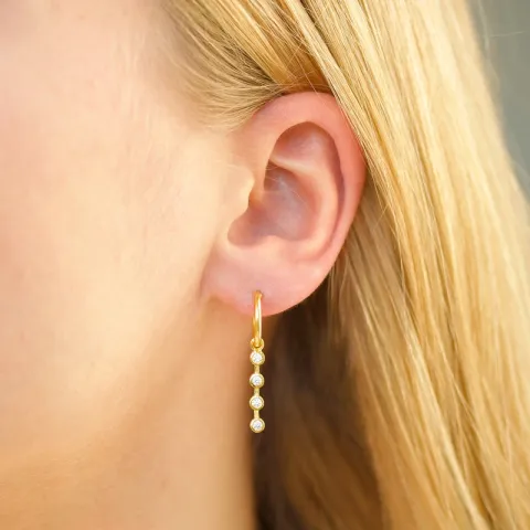 12 mm lange parel creool in verguld zilver