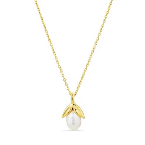 blad parel ketting in verguld sterlingzilver