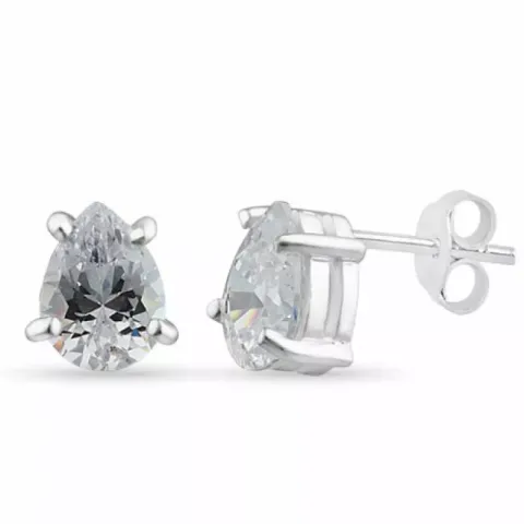 Druppel zirkoon oorsteker in zilver