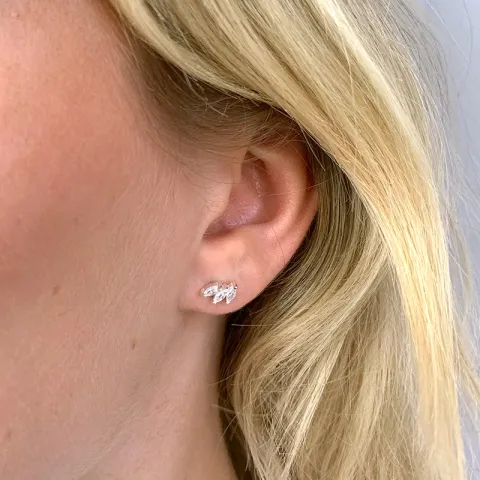 zirkoon oorsteker in zilver